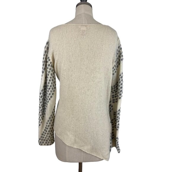 Sundance Lambswool Sweater Asymmetric Hem Cream with Gray Dots Size M - Picture 3 of 8